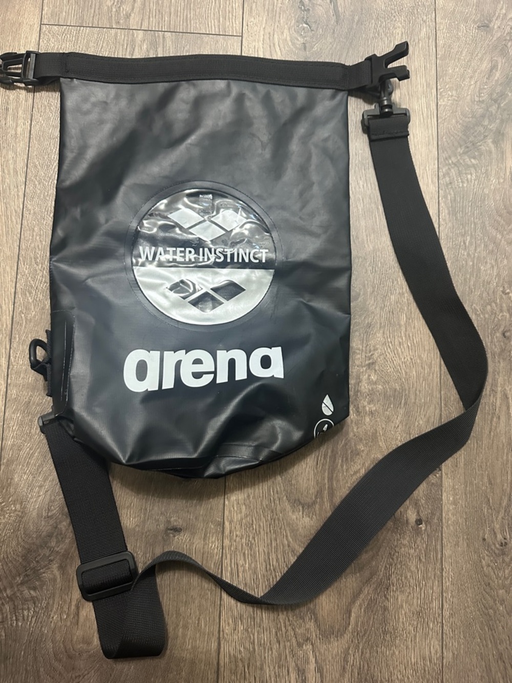 Barena Black Waterproof Roll-Top Crossbody Bag with Clear Logo Window